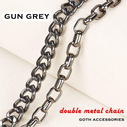 سلسلة مفاتيح جيب للرجال والنساء، اكسسوارات هيب هوب بانك قوطي لراكبي الدراجات النارية الثقيلة، لون اسود، مقاس L in Kuwait