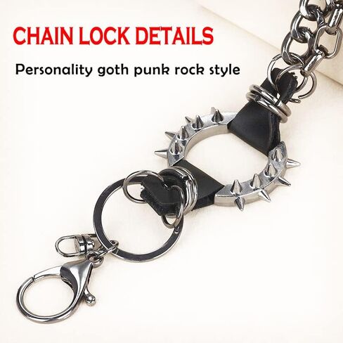 سلسلة مفاتيح جيب للرجال والنساء، اكسسوارات هيب هوب بانك قوطي لراكبي الدراجات النارية الثقيلة، لون اسود، مقاس L in Kuwait