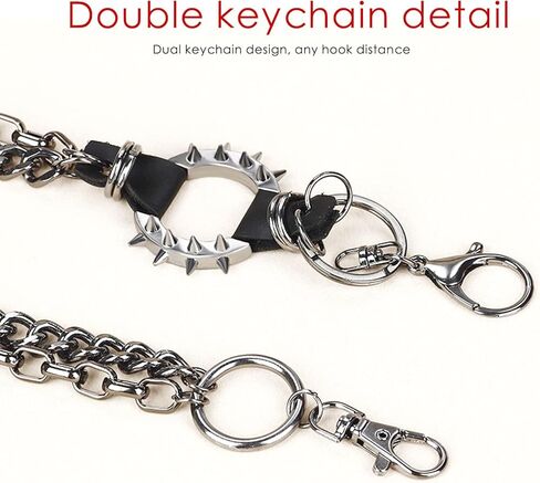 سلسلة مفاتيح جيب للرجال والنساء، اكسسوارات هيب هوب بانك قوطي لراكبي الدراجات النارية الثقيلة، لون اسود، مقاس L in Kuwait