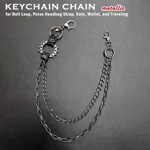 سلسلة مفاتيح جيب للرجال والنساء، اكسسوارات هيب هوب بانك قوطي لراكبي الدراجات النارية الثقيلة، لون اسود، مقاس L in Kuwait