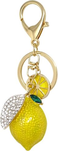 HONBAY 1PCS Cute Lemon Keychain Sparkling Rhinestone Fruit Keyring Decor Pendant in A Box for Bag Purse Wallet Car Jewelry Gift in Kuwait
