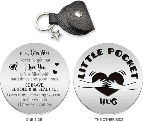 to My Daughter Pocket Hug Inspirational Pocket Hug Stainless Steel Double Sided Token Gift, Long Distance Relationship Keepsake, Gift for Family Friends Wife Son Daughter in Kuwait