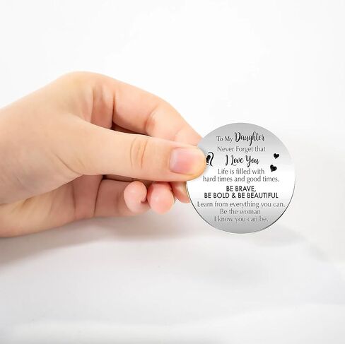 to My Daughter Pocket Hug Inspirational Pocket Hug Stainless Steel Double Sided Token Gift, Long Distance Relationship Keepsake, Gift for Family Friends Wife Son Daughter in Kuwait