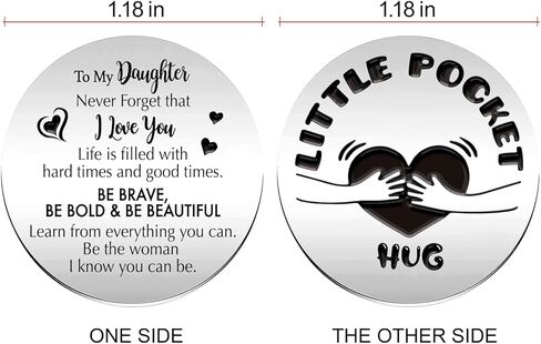 to My Daughter Pocket Hug Inspirational Pocket Hug Stainless Steel Double Sided Token Gift, Long Distance Relationship Keepsake, Gift for Family Friends Wife Son Daughter in Kuwait