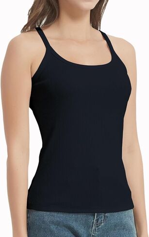 Women's Sleeveless Tank Top Form Fitting Scoop Neck Ribbed Knit Basic Cami Shirts in Saudi Arabia