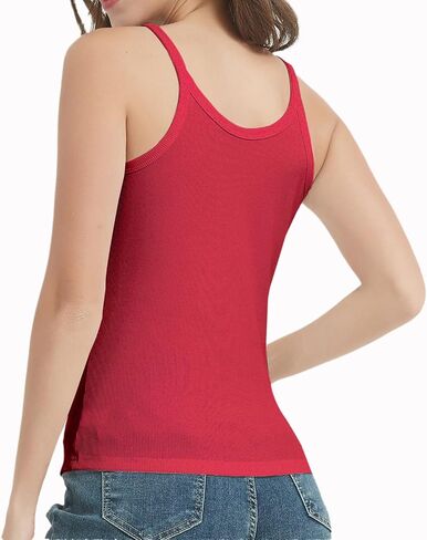 Women's Sleeveless Tank Top Form Fitting Scoop Neck Ribbed Knit Basic Cami Shirts in Saudi Arabia