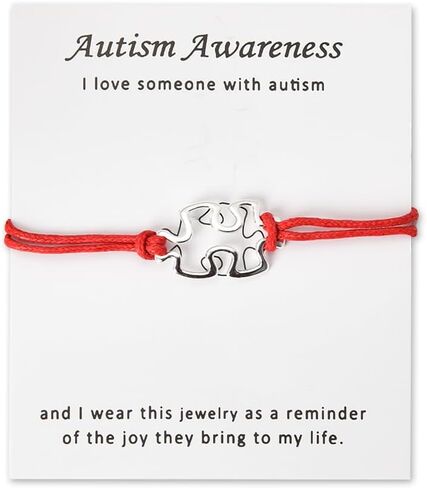 اساور للتوعية بالتوحد للرجال والنساء بتصميم احجية جيغسو للاولاد والبنات المصابين بالتوحد، هدايا عيد الميلاد والكريسماس للام والأخوات المصابين بالتوحد، مقاس S، بدون احجار كريمة in Kuwait