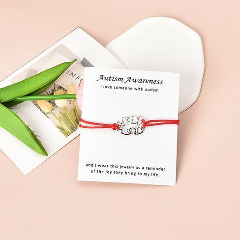 اساور للتوعية بالتوحد للرجال والنساء بتصميم احجية جيغسو للاولاد والبنات المصابين بالتوحد، هدايا عيد الميلاد والكريسماس للام والأخوات المصابين بالتوحد، مقاس S، بدون احجار كريمة in Kuwait
