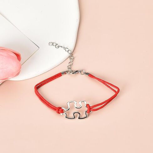 اساور للتوعية بالتوحد للرجال والنساء بتصميم احجية جيغسو للاولاد والبنات المصابين بالتوحد، هدايا عيد الميلاد والكريسماس للام والأخوات المصابين بالتوحد، مقاس S، بدون احجار كريمة in Kuwait