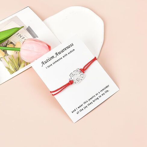 اساور للتوعية بالتوحد للرجال والنساء بتصميم احجية جيغسو للاولاد والبنات المصابين بالتوحد، هدايا عيد الميلاد والكريسماس للام والأخوات المصابين بالتوحد، مقاس S، بدون احجار كريمة in Kuwait