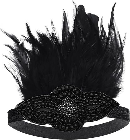FGSS 1920s Flapper Headpiece Headband - Roaring 20s Gatsby Hair Accessories for Women Girls in Saudi Arabia