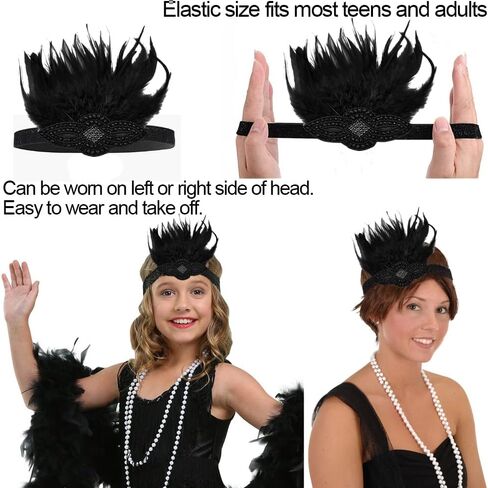 FGSS 1920s Flapper Headpiece Headband - Roaring 20s Gatsby Hair Accessories for Women Girls in Saudi Arabia