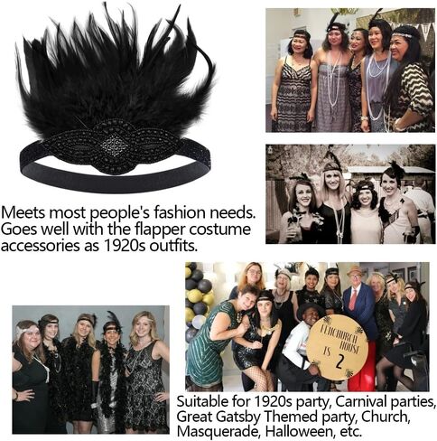 FGSS 1920s Flapper Headpiece Headband - Roaring 20s Gatsby Hair Accessories for Women Girls in Saudi Arabia