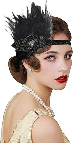 FGSS 1920s Flapper Headpiece Headband - Roaring 20s Gatsby Hair Accessories for Women Girls in Saudi Arabia