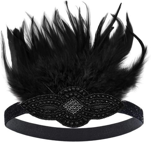 FGSS 1920s Flapper Headpiece Headband - Roaring 20s Gatsby Hair Accessories for Women Girls in Saudi Arabia