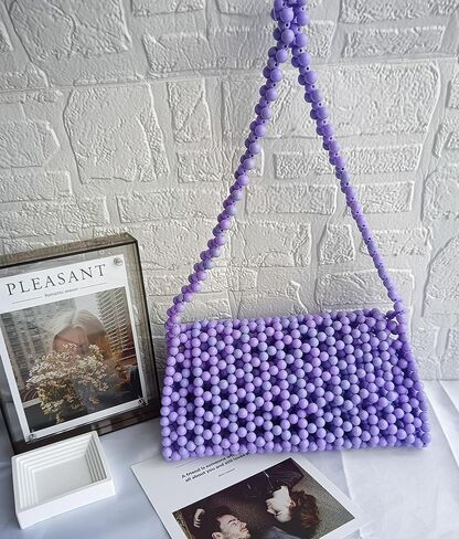 NESECRA Handbag Evening bag for Women Girl,Handmade Pearl Clutch Purse Bridal Clutch Beaded Tote Bag for Party Wedding in Saudi Arabia
