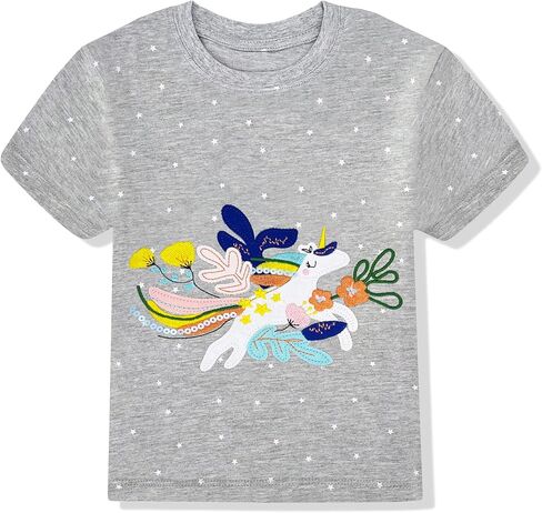 Toddler Girls Short Sleeve Shirts Unicorn Graphic Cotton Shirt Tee Summer T-Shirts for Girls 2-7 Years in Saudi Arabia