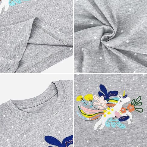 Toddler Girls Short Sleeve Shirts Unicorn Graphic Cotton Shirt Tee Summer T-Shirts for Girls 2-7 Years in Saudi Arabia