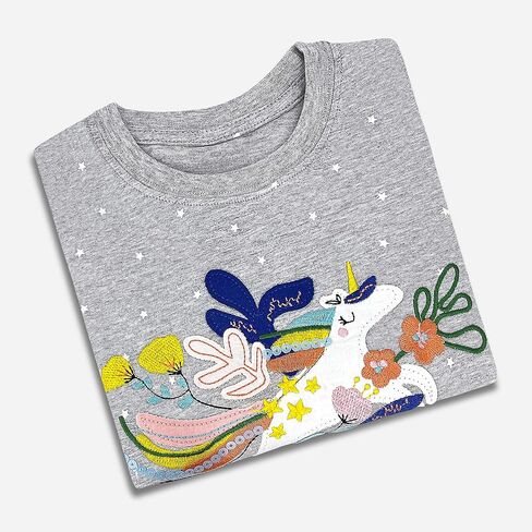 Toddler Girls Short Sleeve Shirts Unicorn Graphic Cotton Shirt Tee Summer T-Shirts for Girls 2-7 Years in Saudi Arabia