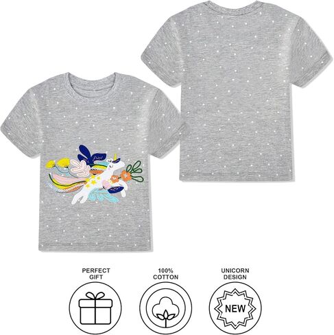 Toddler Girls Short Sleeve Shirts Unicorn Graphic Cotton Shirt Tee Summer T-Shirts for Girls 2-7 Years in Saudi Arabia