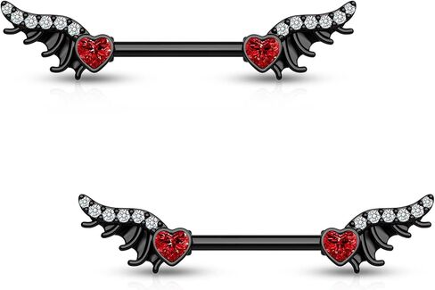 سم Crareesi هوس الجناح الحلمة الدائري 316L الفولاذ المقاوم للصدأ الحلمة ثقب المجوهرات حلقات الحلمة السوداء لجميع القديسين القلب تشيكوسلوفاكيا الحلمة الحدائد حلقات الحلمة للنساء in Kuwait