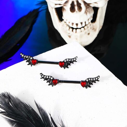 سم Crareesi هوس الجناح الحلمة الدائري 316L الفولاذ المقاوم للصدأ الحلمة ثقب المجوهرات حلقات الحلمة السوداء لجميع القديسين القلب تشيكوسلوفاكيا الحلمة الحدائد حلقات الحلمة للنساء in Kuwait