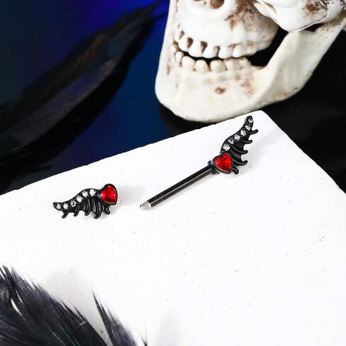 سم Crareesi هوس الجناح الحلمة الدائري 316L الفولاذ المقاوم للصدأ الحلمة ثقب المجوهرات حلقات الحلمة السوداء لجميع القديسين القلب تشيكوسلوفاكيا الحلمة الحدائد حلقات الحلمة للنساء in Kuwait