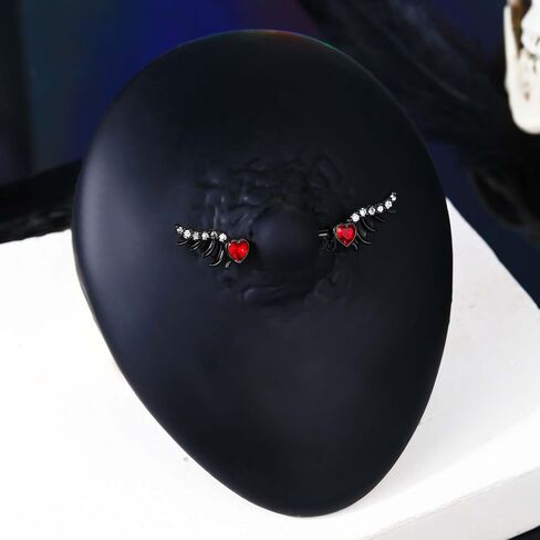 سم Crareesi هوس الجناح الحلمة الدائري 316L الفولاذ المقاوم للصدأ الحلمة ثقب المجوهرات حلقات الحلمة السوداء لجميع القديسين القلب تشيكوسلوفاكيا الحلمة الحدائد حلقات الحلمة للنساء in Kuwait