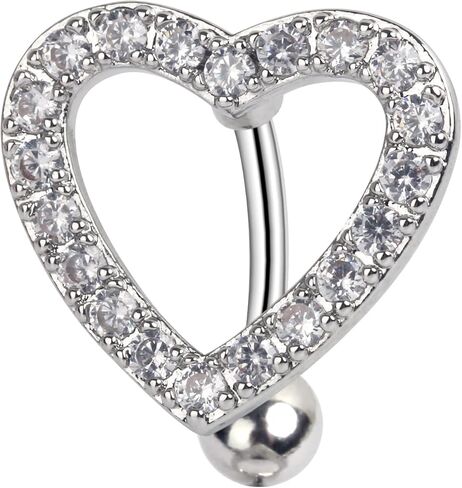 CrazyPiercing Heart Belly Button Rings Paved CZ Navel Ring 14G Dangle Belly Rings Stainless Steel Navel Heart Piercing Jewelry for Women, 14G, Stainless Steel Cubic Zirconia, cubic zirconia in Kuwait