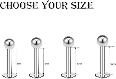 CrazyPiercing 10 قطعة 16 جرام الفولاذ المقاوم للصدأ 3 مللي متر الكرة Labret مونرو الشفاه الدائري/الزنمة/اللولب القرط مربط الحديد هيئة ثقب المجوهرات in Kuwait