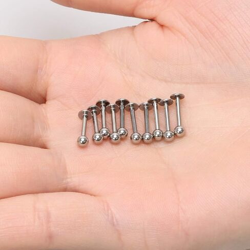 CrazyPiercing 10 قطعة 16 جرام الفولاذ المقاوم للصدأ 3 مللي متر الكرة Labret مونرو الشفاه الدائري/الزنمة/اللولب القرط مربط الحديد هيئة ثقب المجوهرات in Kuwait