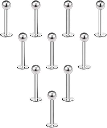 CrazyPiercing 10 قطعة 16 جرام الفولاذ المقاوم للصدأ 3 مللي متر الكرة Labret مونرو الشفاه الدائري/الزنمة/اللولب القرط مربط الحديد هيئة ثقب المجوهرات in Kuwait