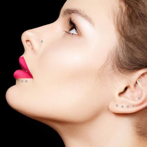 CrazyPiercing 10 قطعة 16 جرام الفولاذ المقاوم للصدأ 3 مللي متر الكرة Labret مونرو الشفاه الدائري/الزنمة/اللولب القرط مربط الحديد هيئة ثقب المجوهرات in Kuwait