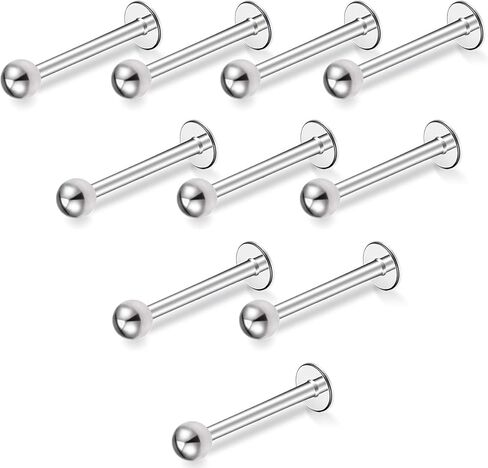 CrazyPiercing 10 قطعة 16 جرام الفولاذ المقاوم للصدأ 3 مللي متر الكرة Labret مونرو الشفاه الدائري/الزنمة/اللولب القرط مربط الحديد هيئة ثقب المجوهرات in Kuwait