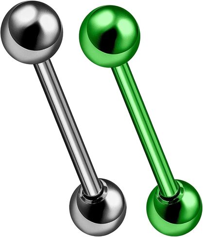 MATIGA 2Pcs Anodized Titanium 14 gauge 5/8 16mm Tongue Bars Piercing Jewelry Nipple 5mm Ball More Choices in Saudi Arabia