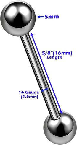 MATIGA 2Pcs Anodized Titanium 14 gauge 5/8 16mm Tongue Bars Piercing Jewelry Nipple 5mm Ball More Choices in Saudi Arabia
