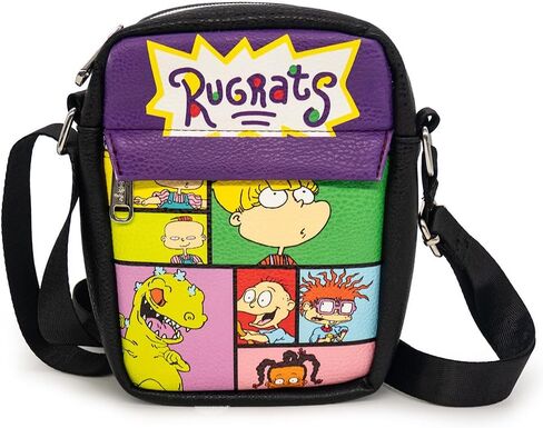 Nickelodeon Bag, Cross Body, Rugrats 7 Character Pose Blocks, Black, Vegan Leather in Saudi Arabia