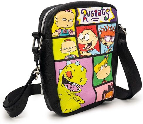 Nickelodeon Bag, Cross Body, Rugrats 7 Character Pose Blocks, Black, Vegan Leather in Saudi Arabia