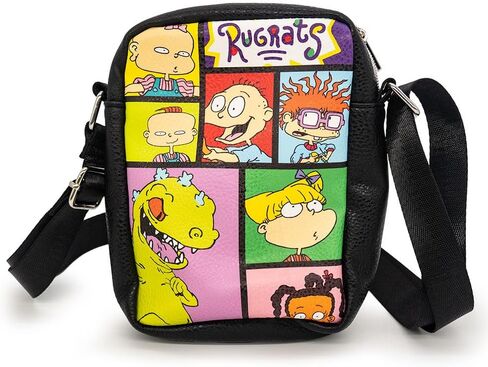 Nickelodeon Bag, Cross Body, Rugrats 7 Character Pose Blocks, Black, Vegan Leather in Saudi Arabia