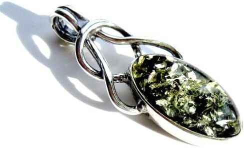 Ian and Valeri Co. Green Amber Sterling Silver Celtic Pendant in Saudi Arabia