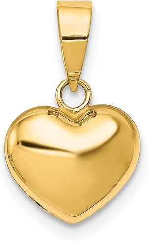 Diamond2Deal 14k Yellow Gold Puffed Heart Pendant Fine Jewelry for Women (L- 15 mm W- 10 mm) in Saudi Arabia