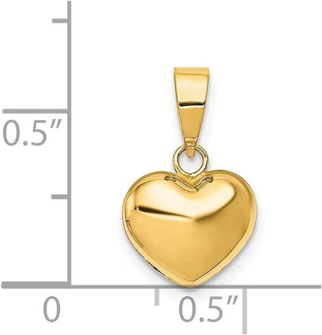 Diamond2Deal 14k Yellow Gold Puffed Heart Pendant Fine Jewelry for Women (L- 15 mm W- 10 mm) in Saudi Arabia