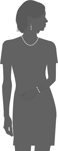 مجموعة مجوهرات من الفضة الاسترليني ولؤلؤ المياه العذبة البيضاء المزروعة بسوار وقلادة وأقراط in Kuwait