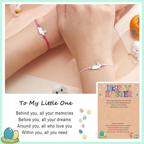 HGDEER Easter Bunny Gifts for Girls, Bunny Meaningful Bracelet with Gift Message Card and Stickers in Kuwait