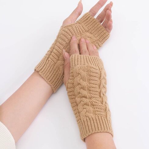 Olbye قفازات نسائية بدون أصابع، قفازات كروشيه بفتحة إبهام لتدفئة اليد، قفازات ناعمة لتدفئة الذراع، قفازات المعصم للنساء والفتيات in Kuwait