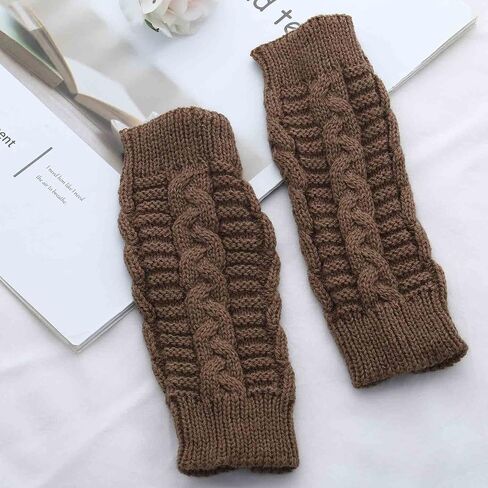 Olbye قفازات نسائية بدون أصابع، قفازات كروشيه بفتحة إبهام لتدفئة اليد، قفازات ناعمة لتدفئة الذراع، قفازات المعصم للنساء والفتيات in Kuwait