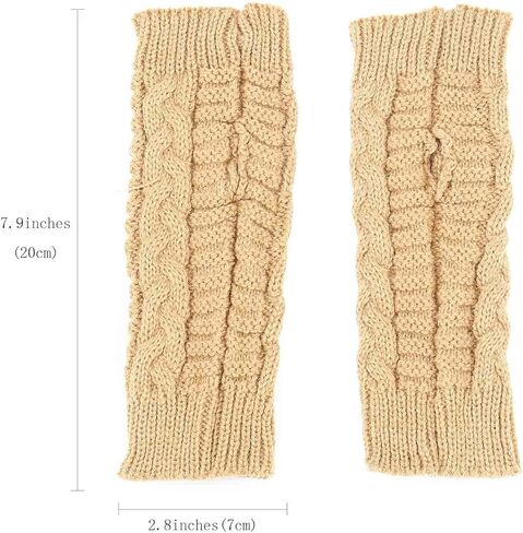 Olbye قفازات نسائية بدون أصابع، قفازات كروشيه بفتحة إبهام لتدفئة اليد، قفازات ناعمة لتدفئة الذراع، قفازات المعصم للنساء والفتيات in Kuwait