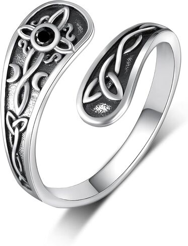 Witches Knot Ring 925 Sterling Silver Witch Celtic Knot Spoon Rings Jewelry Gifts Irish Wiccan Adjustable Thumb Open Ring for Women in Saudi Arabia