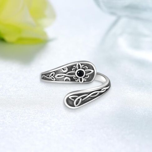Witches Knot Ring 925 Sterling Silver Witch Celtic Knot Spoon Rings Jewelry Gifts Irish Wiccan Adjustable Thumb Open Ring for Women in Saudi Arabia