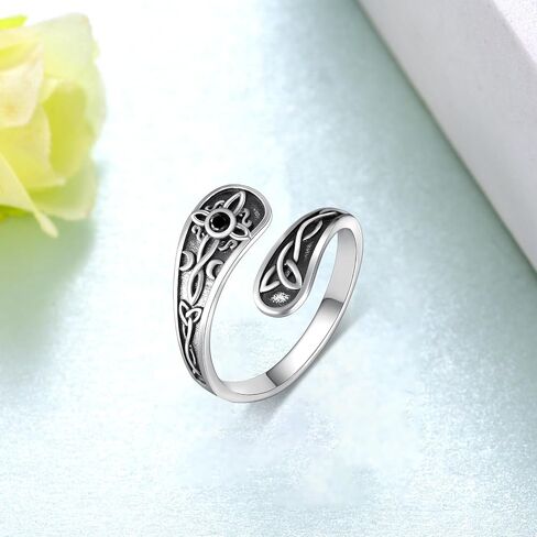 Witches Knot Ring 925 Sterling Silver Witch Celtic Knot Spoon Rings Jewelry Gifts Irish Wiccan Adjustable Thumb Open Ring for Women in Saudi Arabia